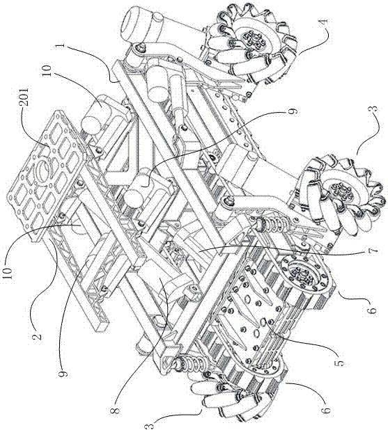 Wheel and caterpillar band switchable mobile chassis