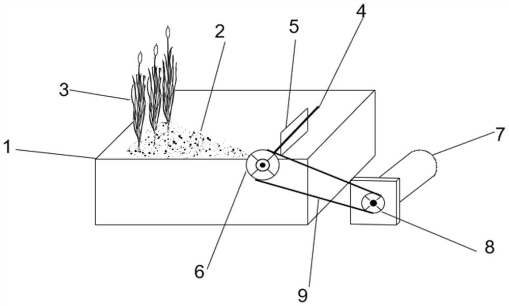 Lakeside wetland simulation device under stormy wave disturbance condition and method thereof