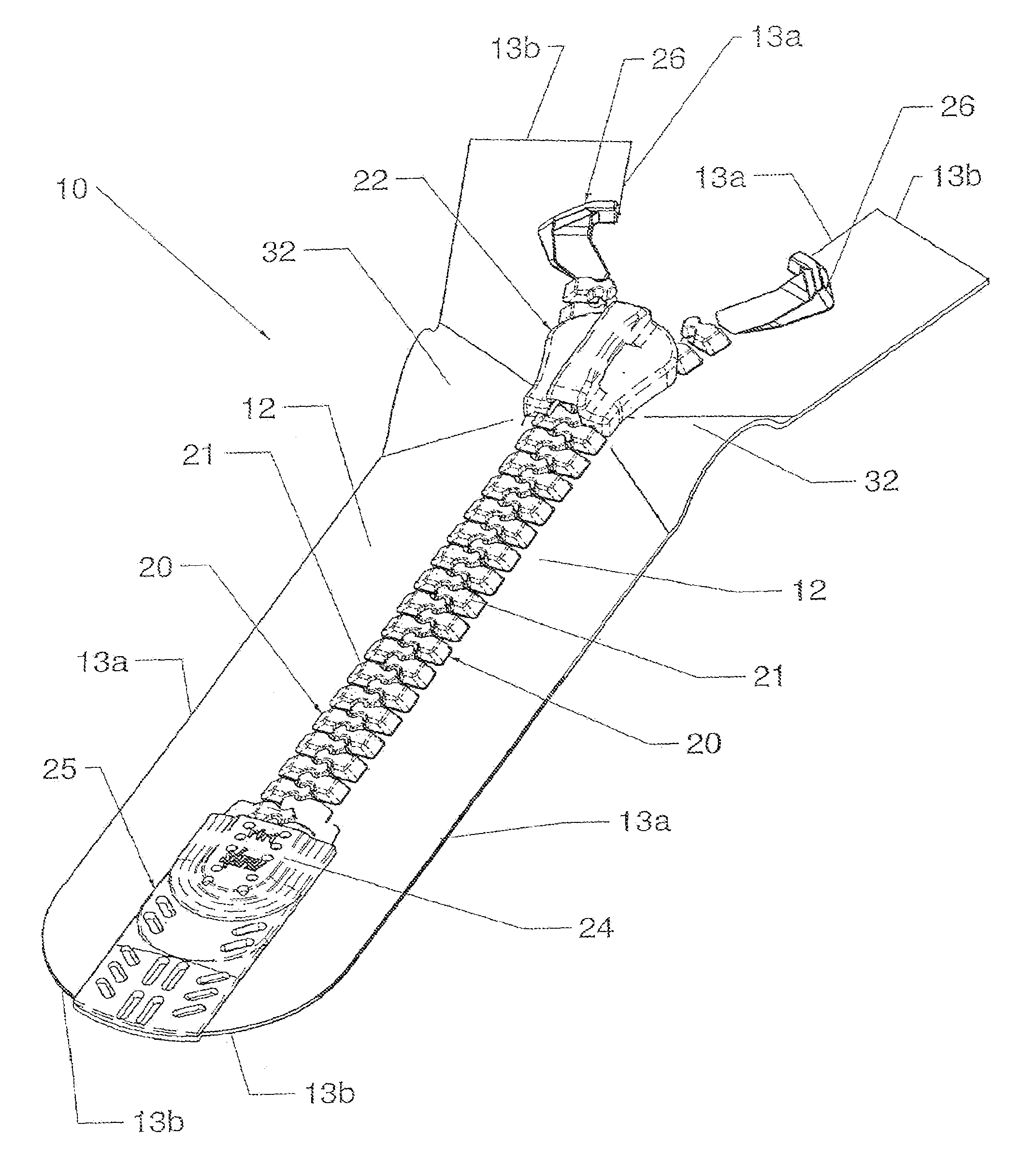 Fluidtight slide fastener