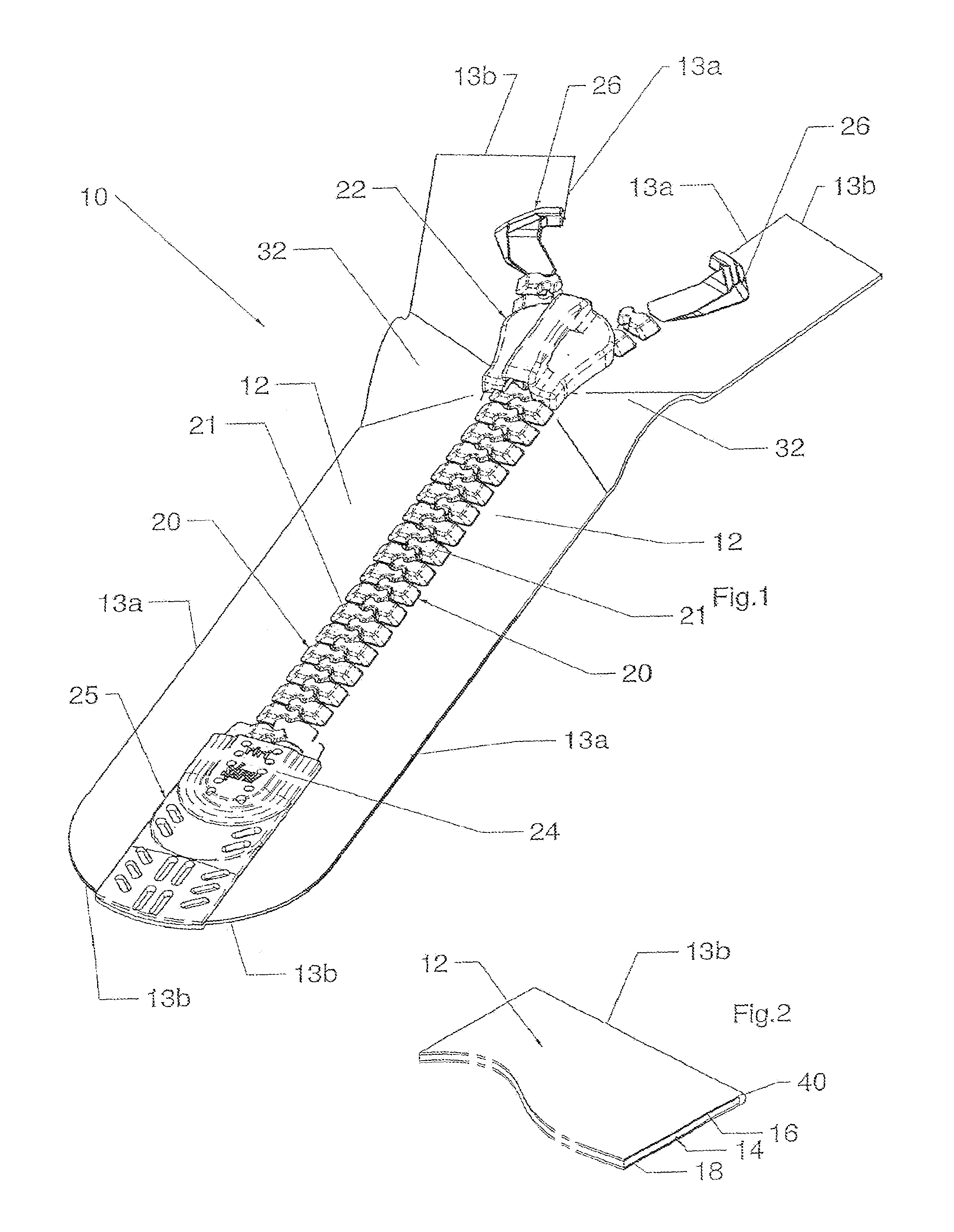 Fluidtight slide fastener