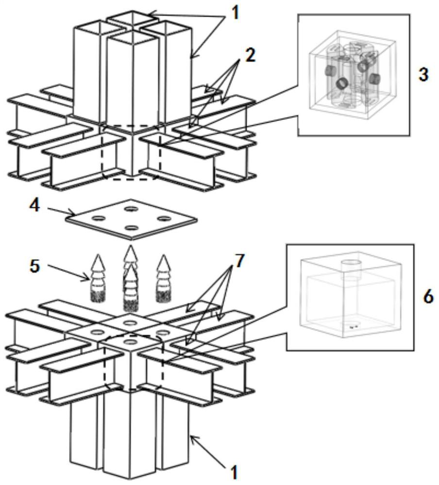 Integrated box house easy to disassemble, self-locking connection nodes