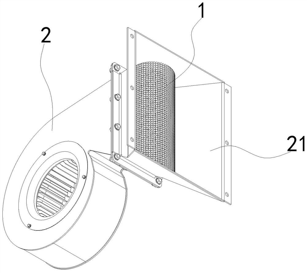 A rectification structure of a multi-blade centrifugal fan for a compressor cooling system