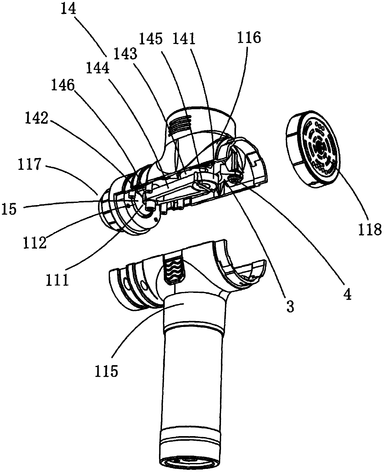 Vibratory massage device and noise reduction method thereof