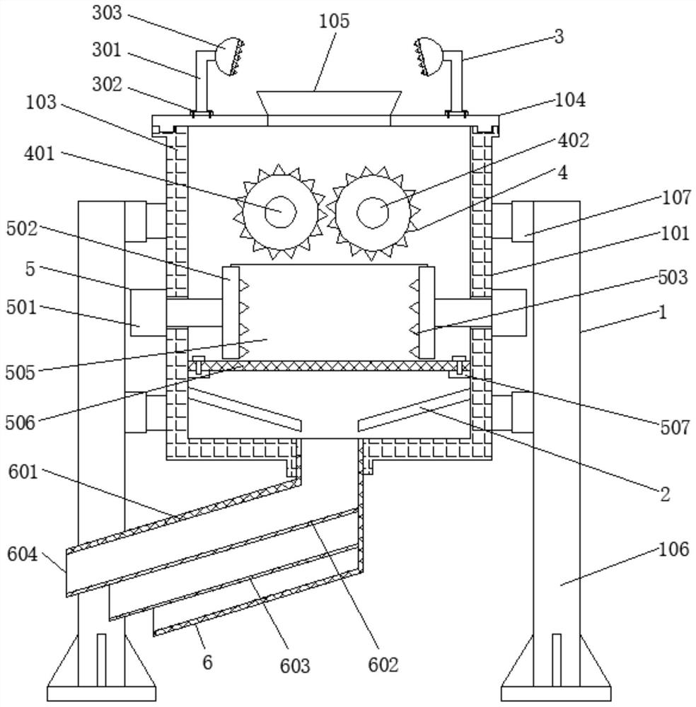 Crushing and screening device for mining