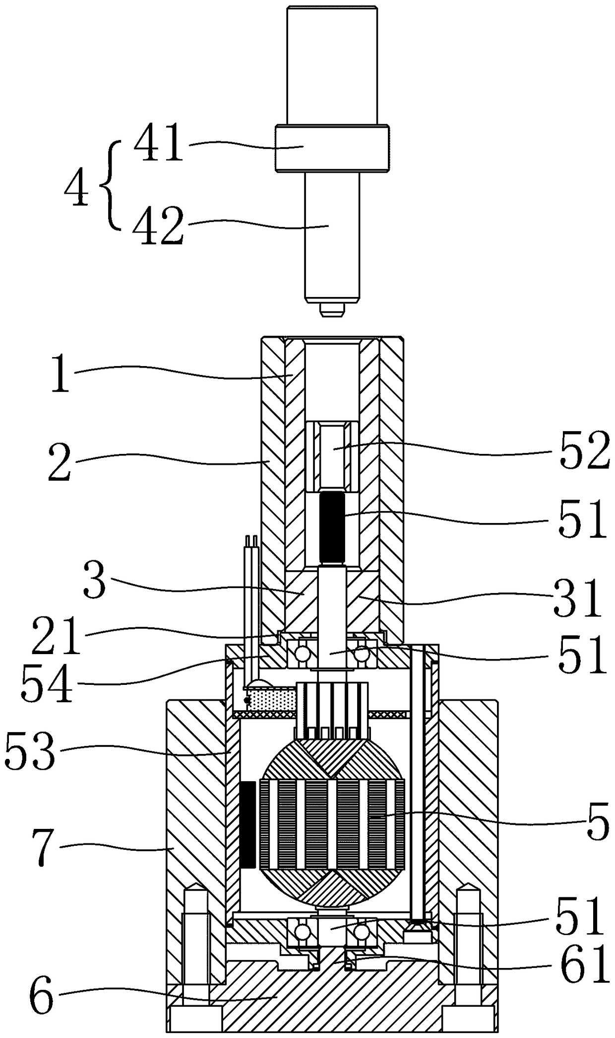 High-precision motor output shaft starting gear press fitting device