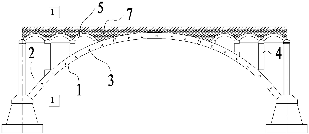 Weight-reducing load-increasing durability-prolonging two-way curved arch bridge reinforcing and maintaining method