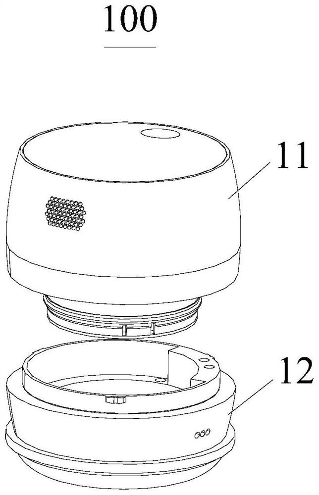 Moxa cone fixing device and moxibustion device thereof