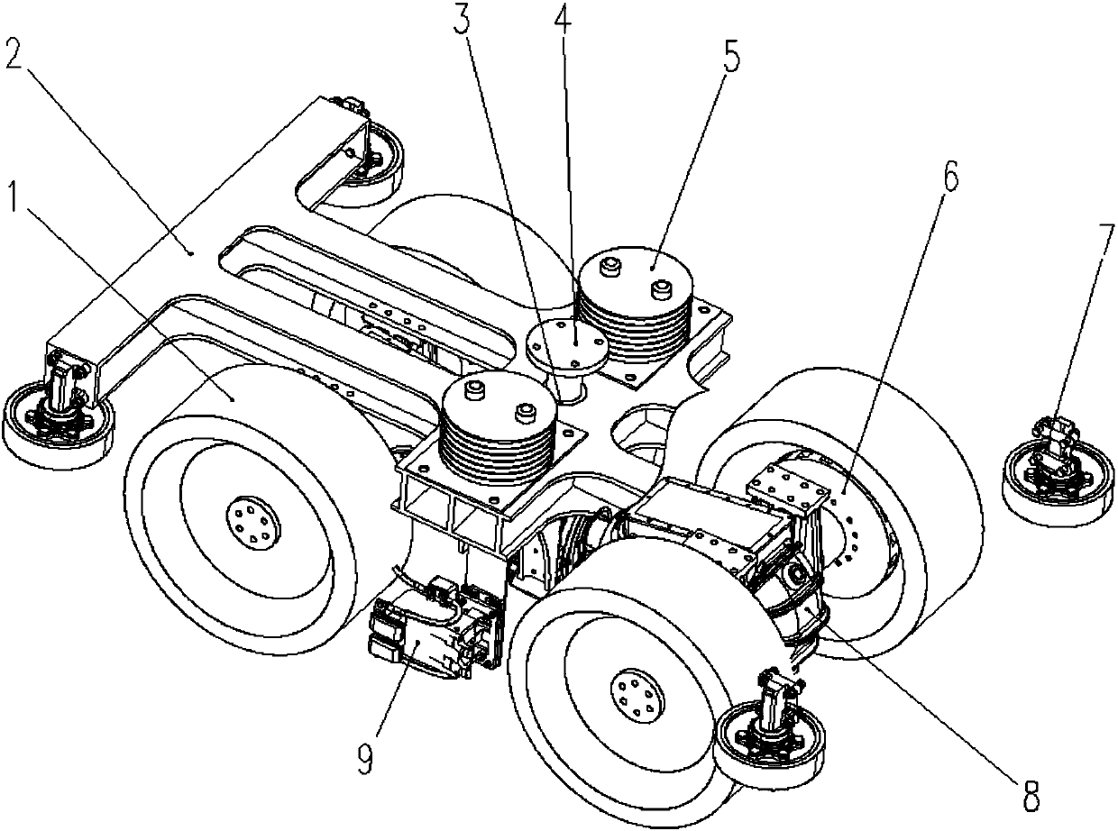 Bogie and logistics transport vehicle