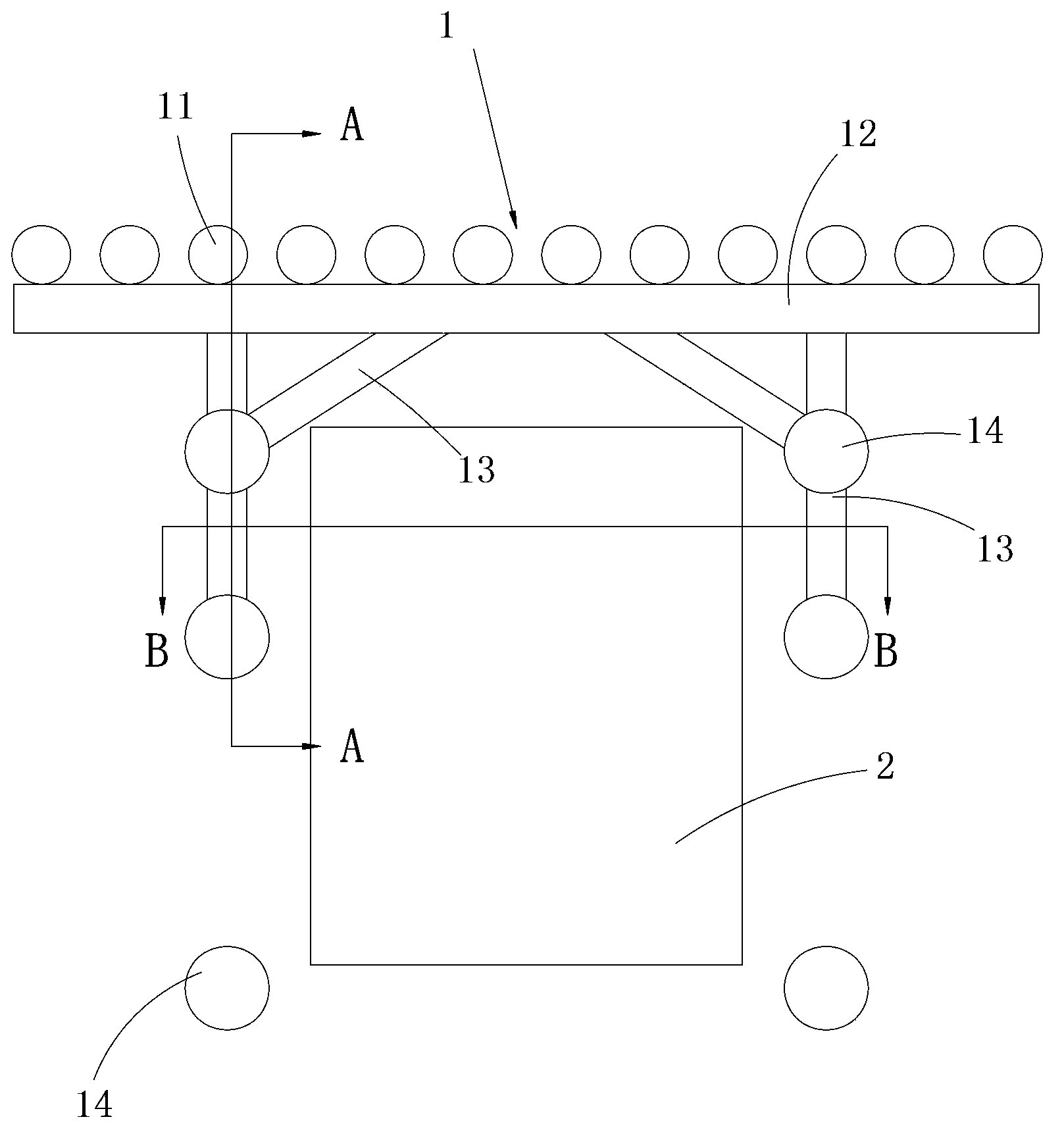 Pit-in-pit horizontal supporting structure in deep foundation pit and construction method thereof