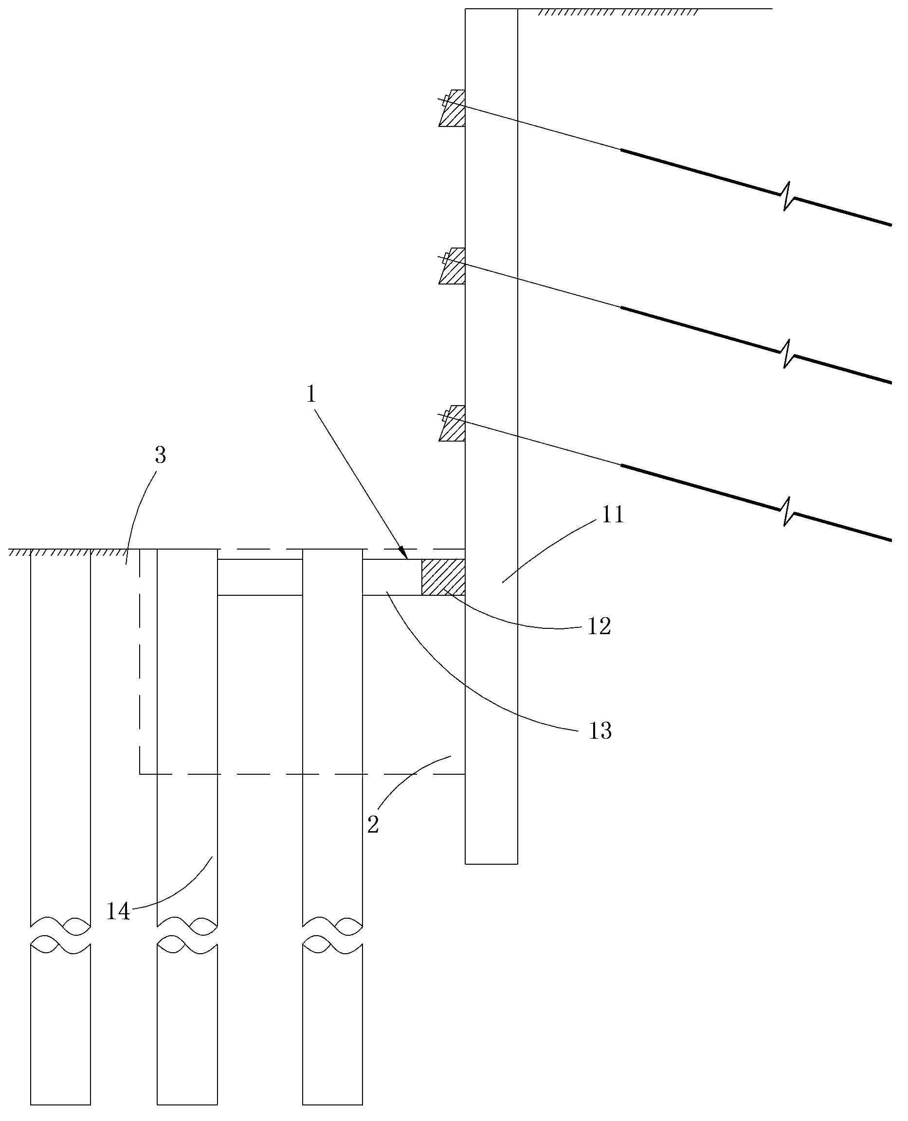 Pit-in-pit horizontal supporting structure in deep foundation pit and construction method thereof