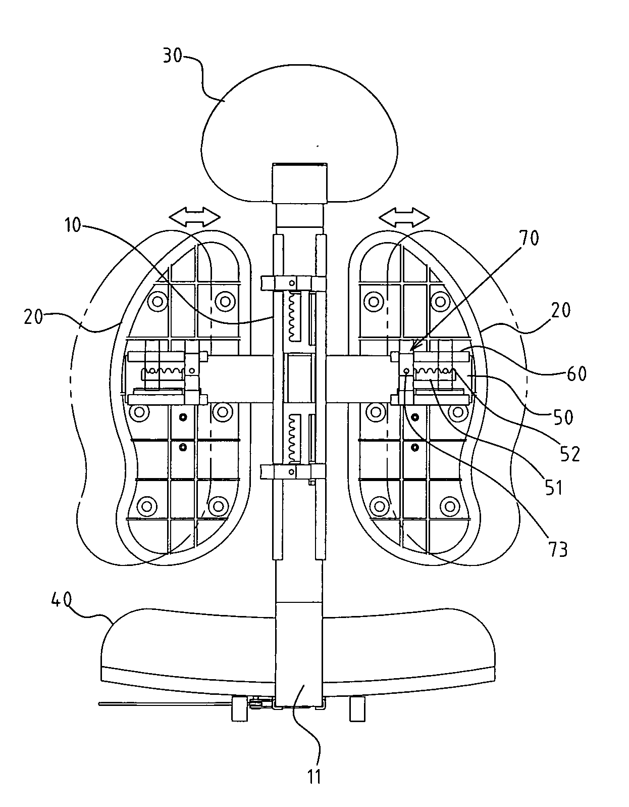 Adjustment structure of chair backrests