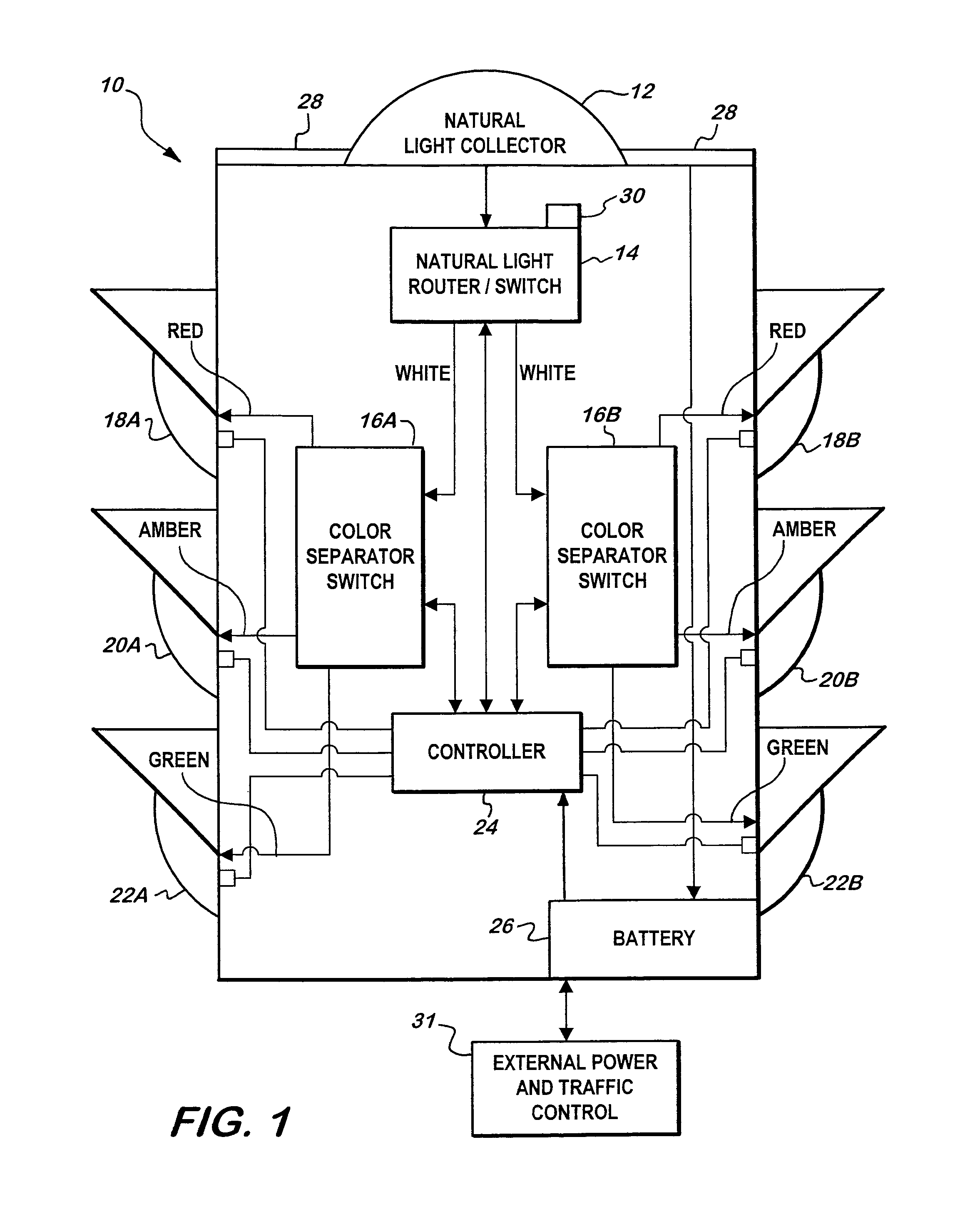 Self contained and powered traffic signal using natural and artificial light