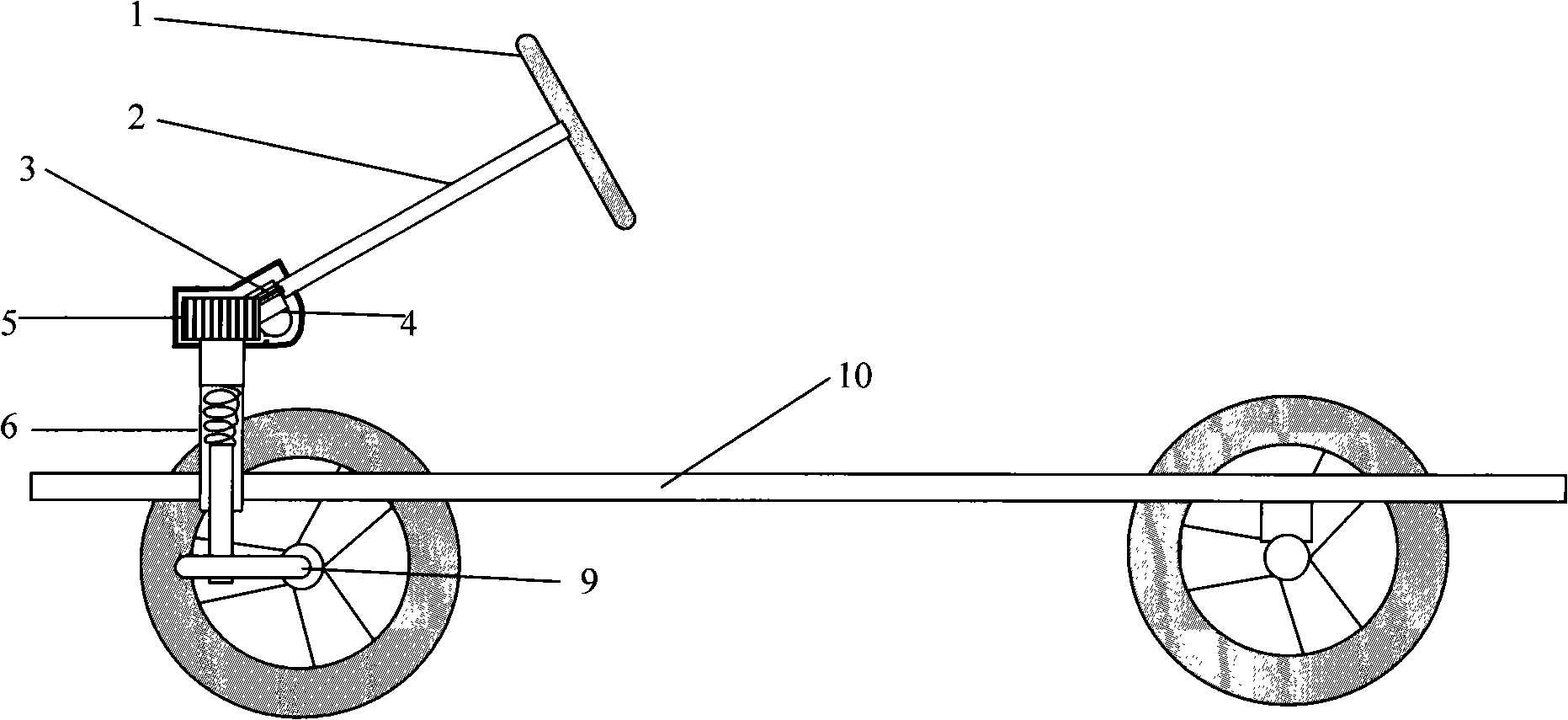 Light solar vehicle steering mechanism having return function