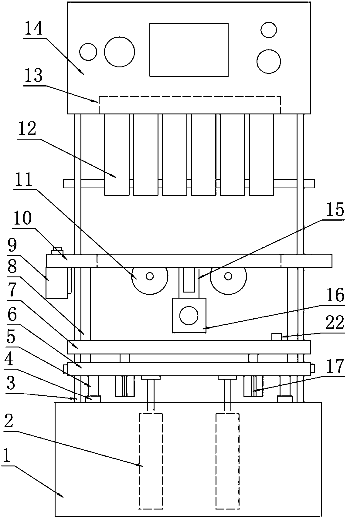 A storage battery automatic slotting device