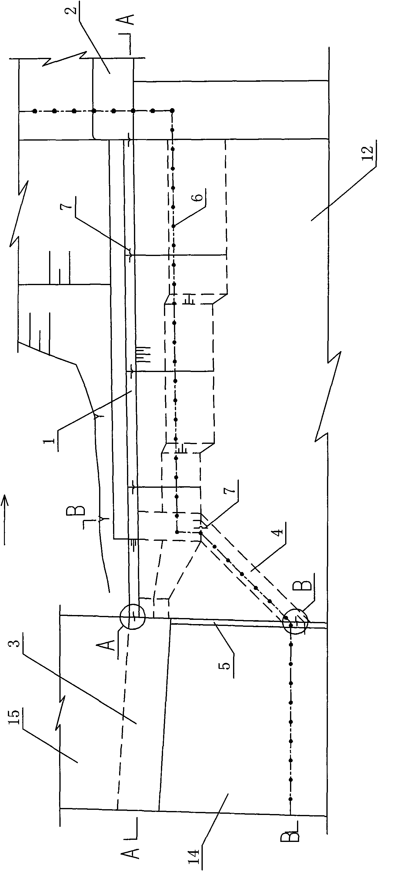 Broken line type dam joint structure and construction method thereof