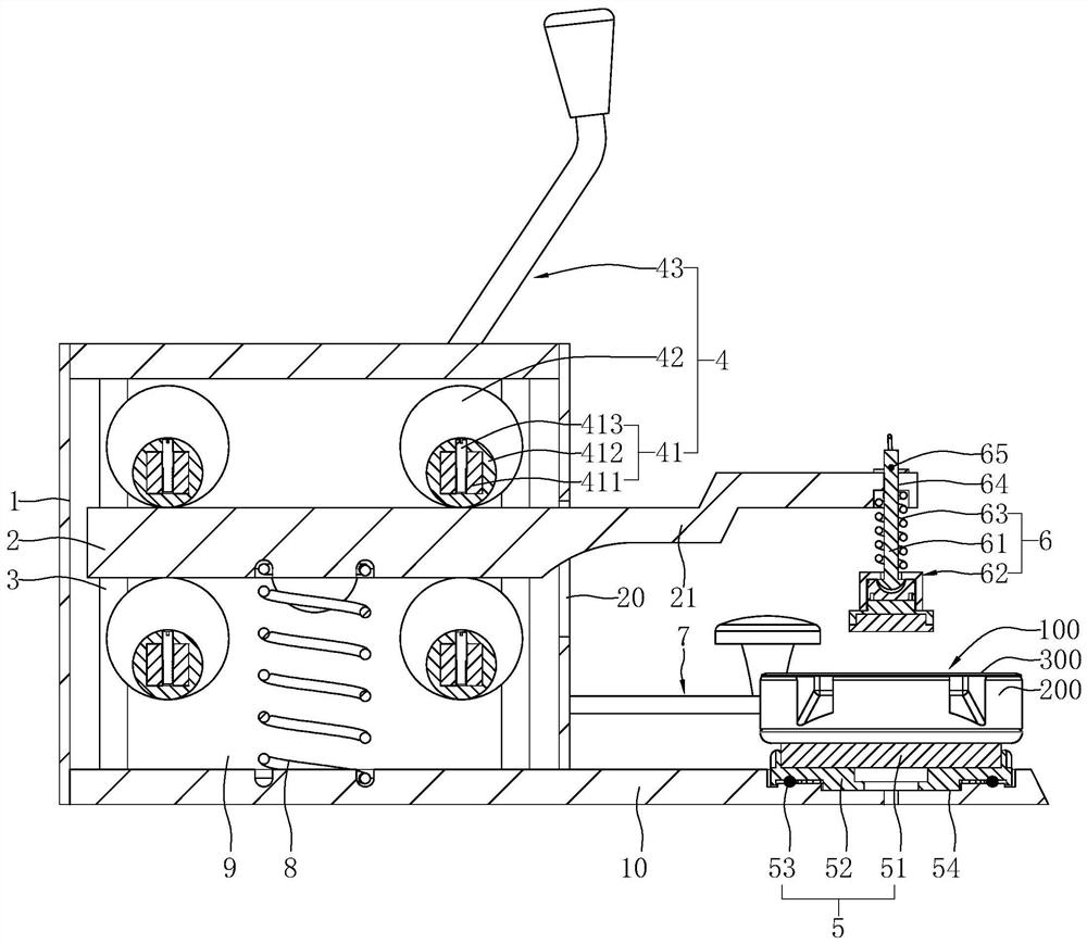 Flat pressing device for mounting bottom cover of watch shell