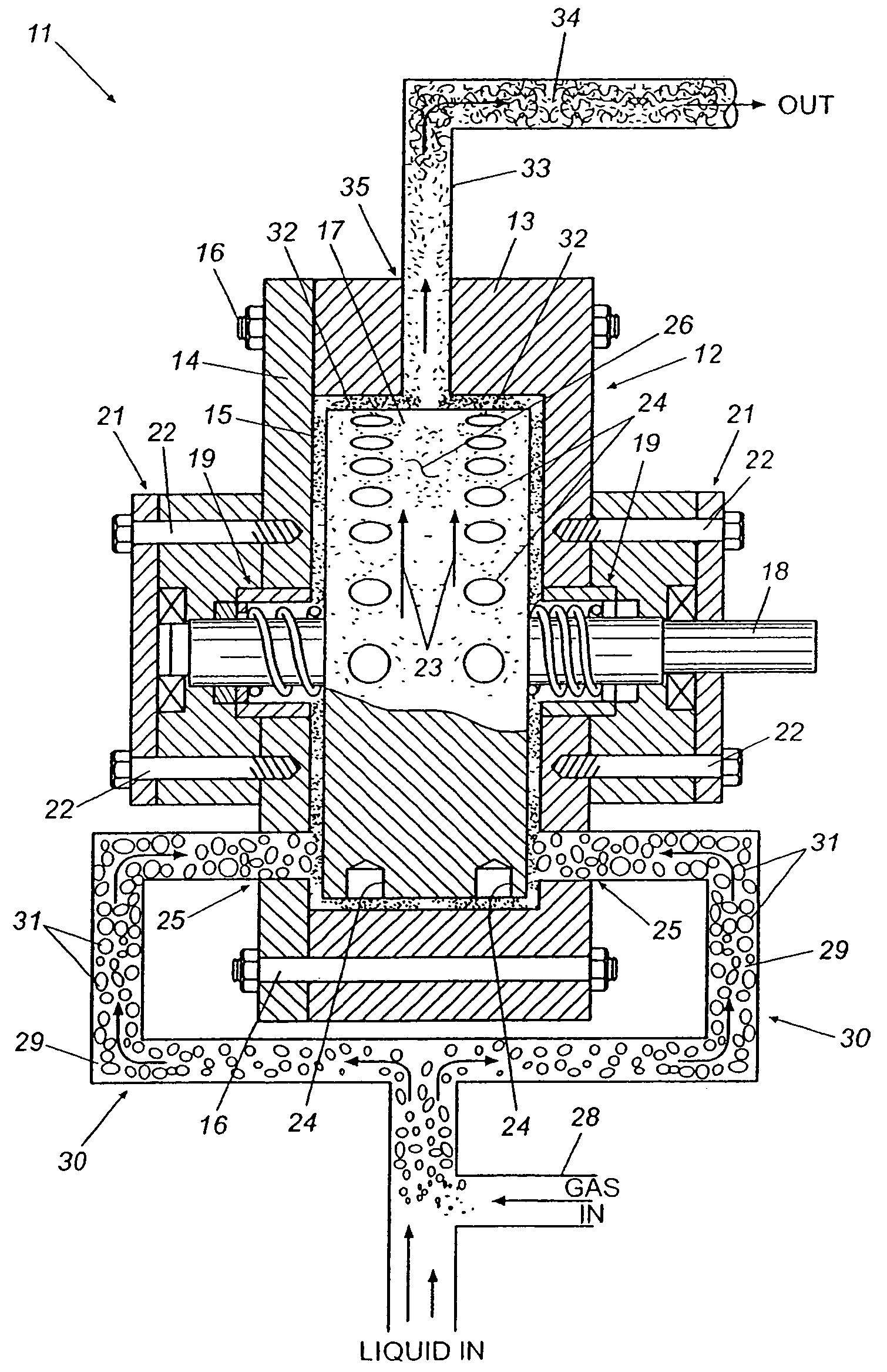 Cavitation device with balanced hydrostatic pressure