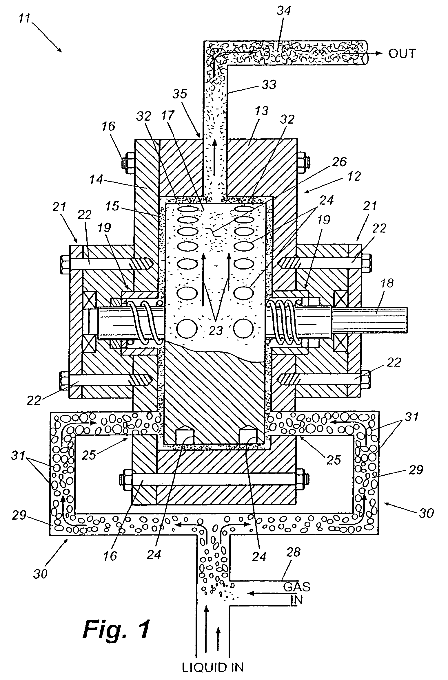 Cavitation device with balanced hydrostatic pressure