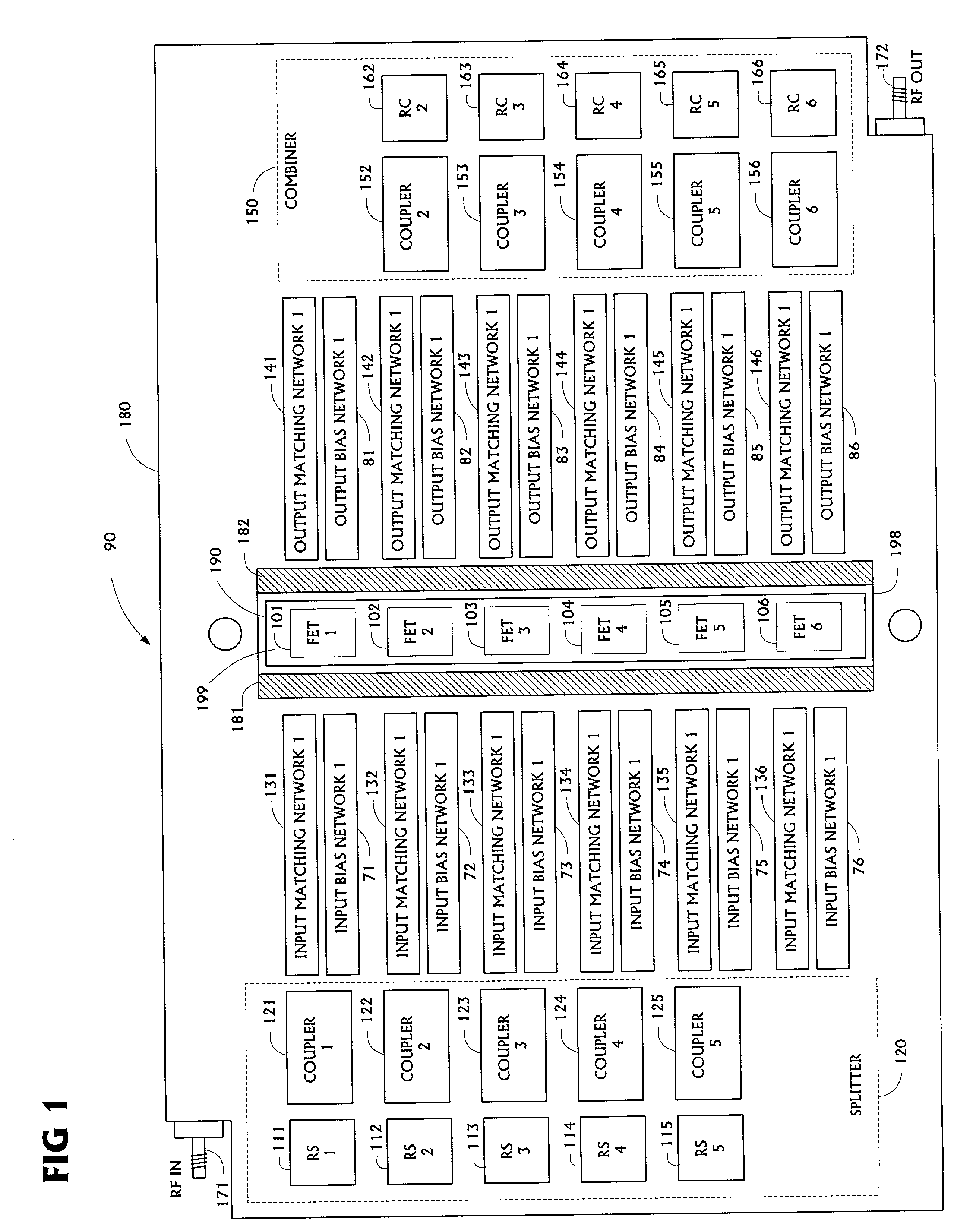 Multi-stage, high frequency, high power signal amplifier