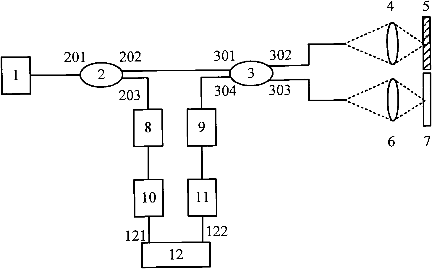 All-fiber-optic displacement measuring method and device thereof