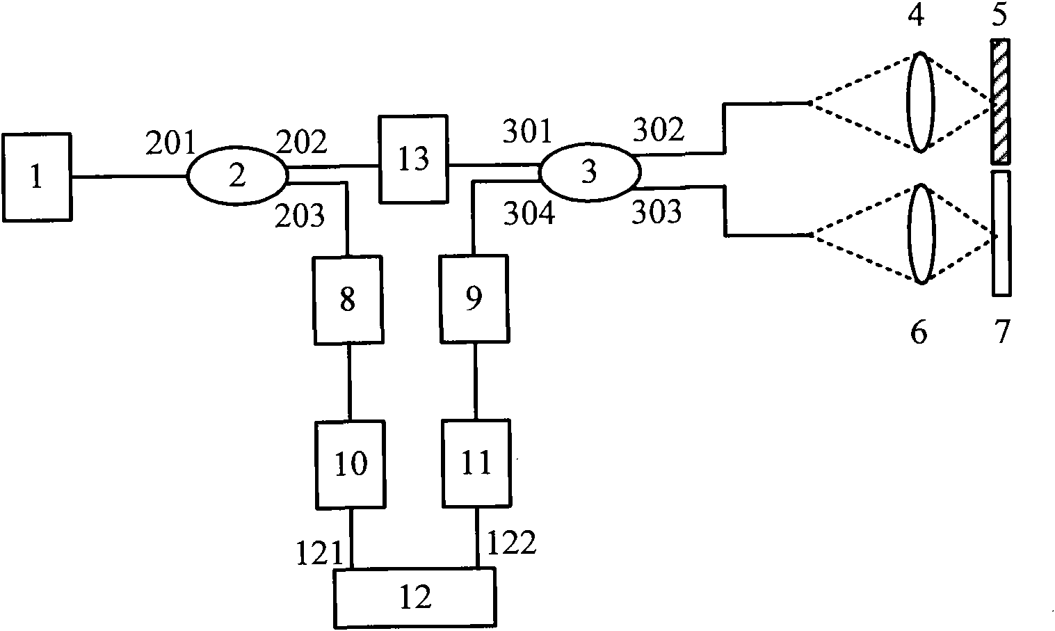 All-fiber-optic displacement measuring method and device thereof