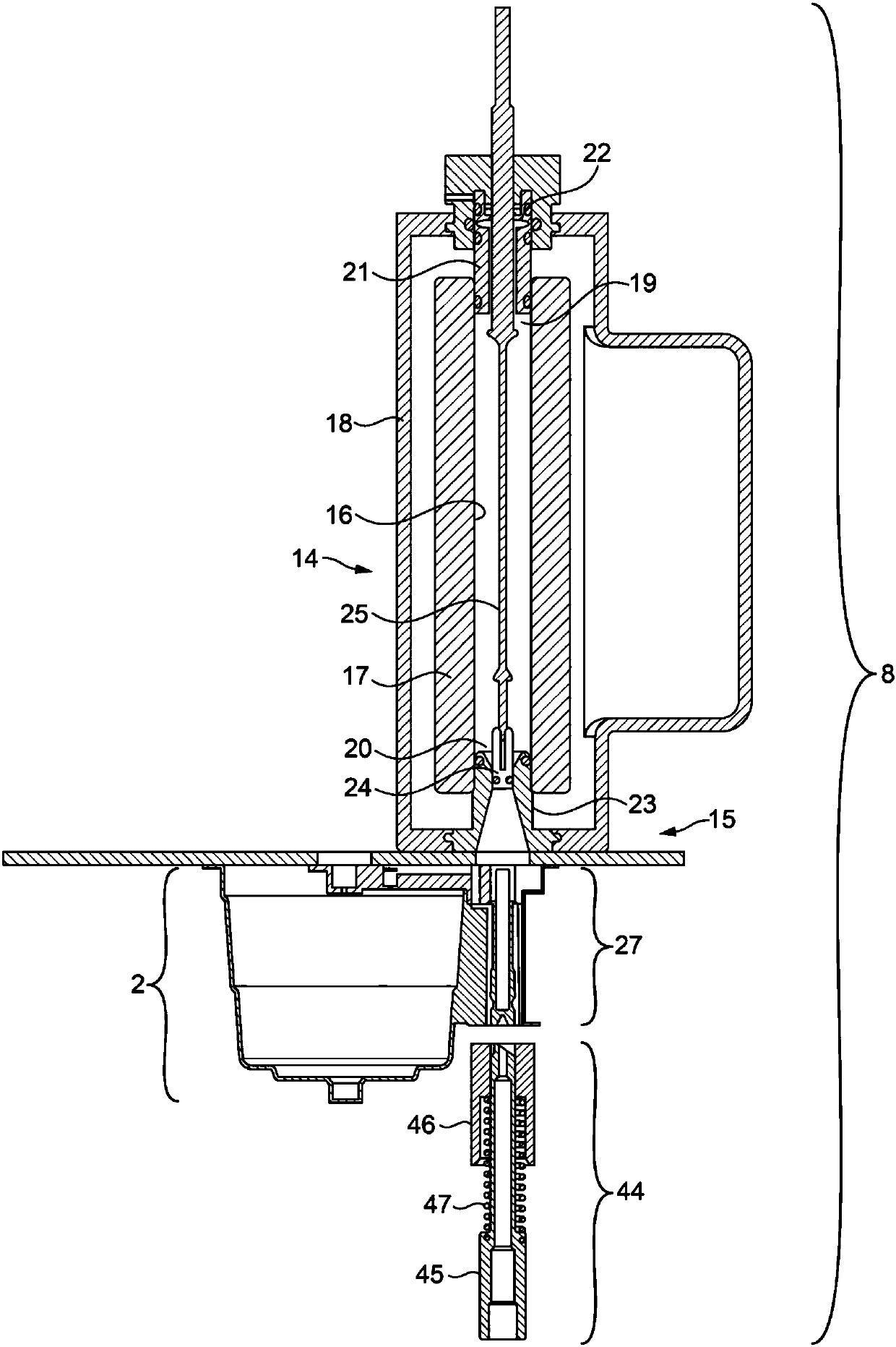 Apparatus and method for preparing a beverage from liquid supplied to a package by a machine