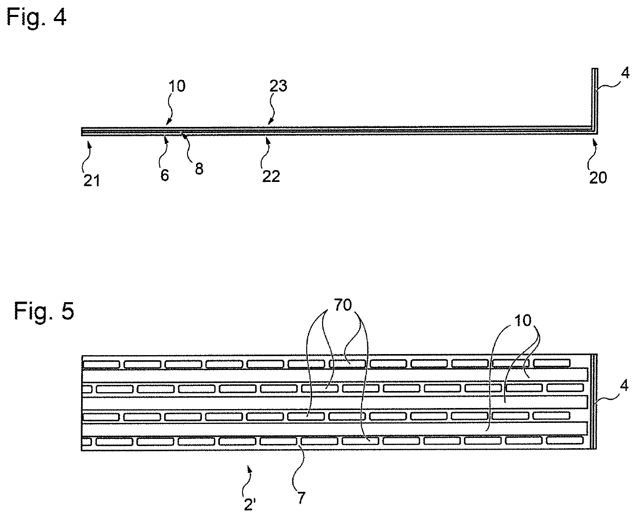 Strip-form acoustic material having an integrated flange, and internal wall of an aircraft air intake made with this material