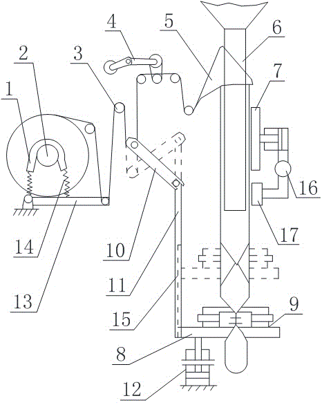 Traction material bag traction device with gap detection function