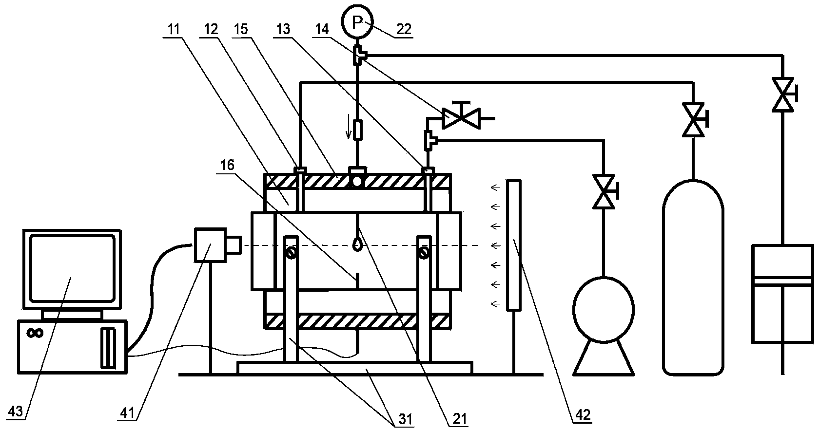 Interface tension measuring device and method by hanging drop or bubble blowing way under high pressure