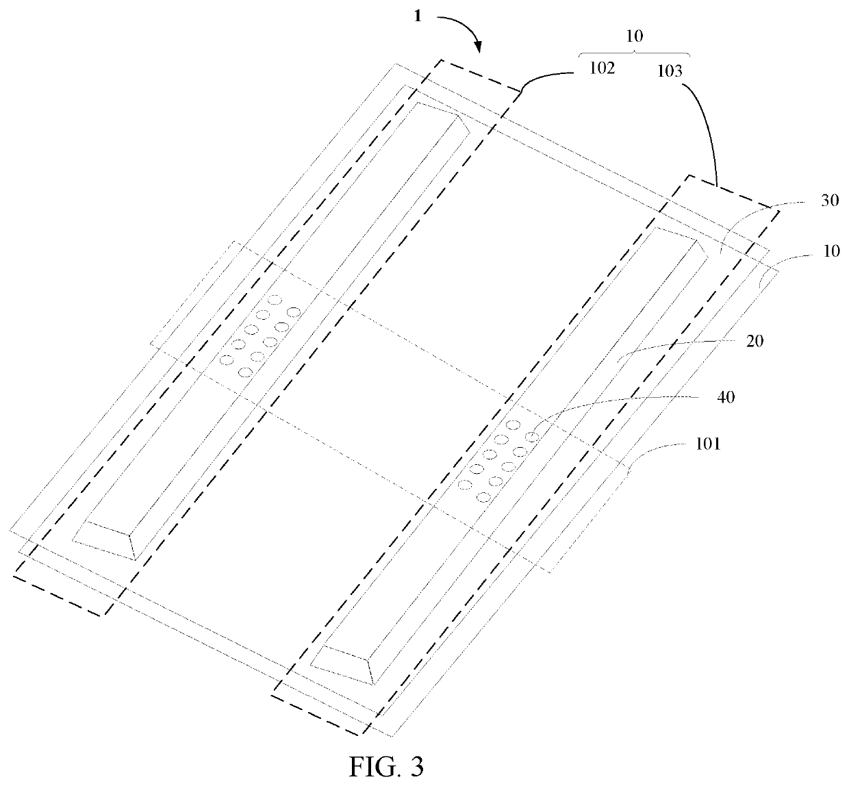 Display device having grooves disposed on a surface of retaining wall