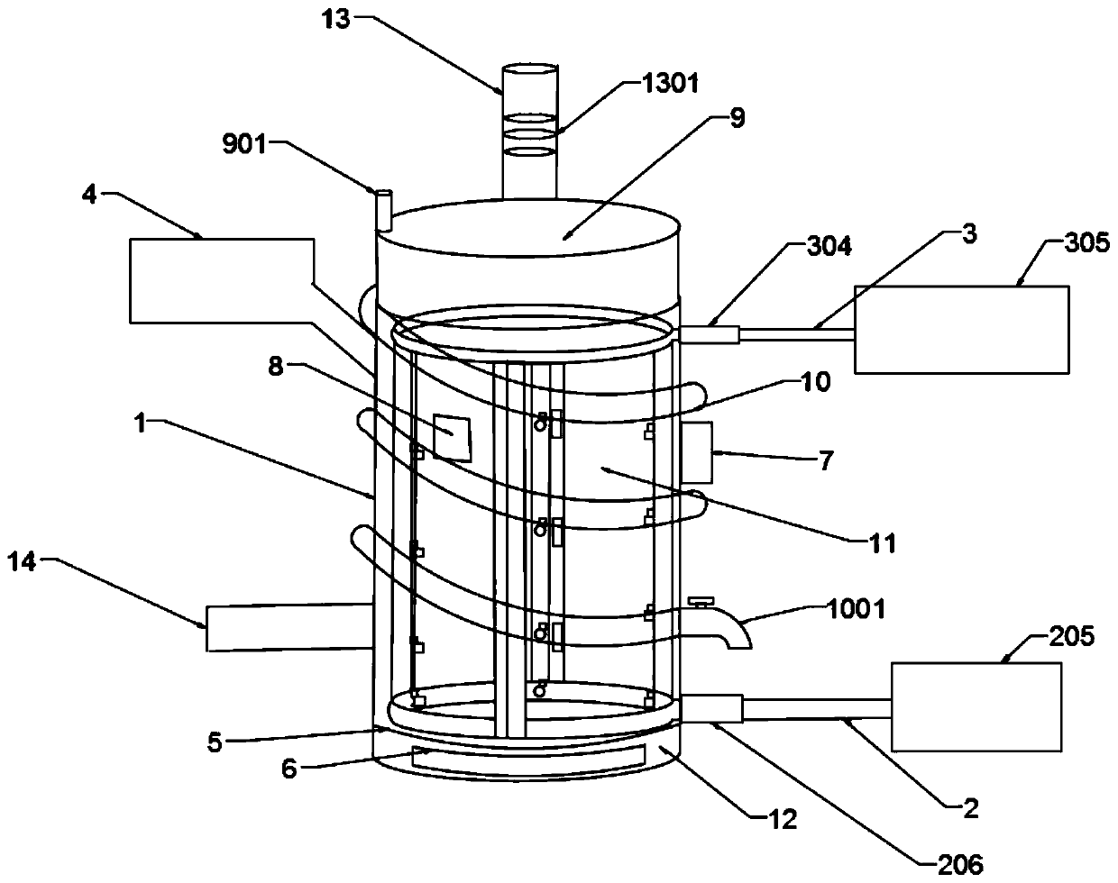 Oxygen supply flaming apparatus of biomass gasification furnace