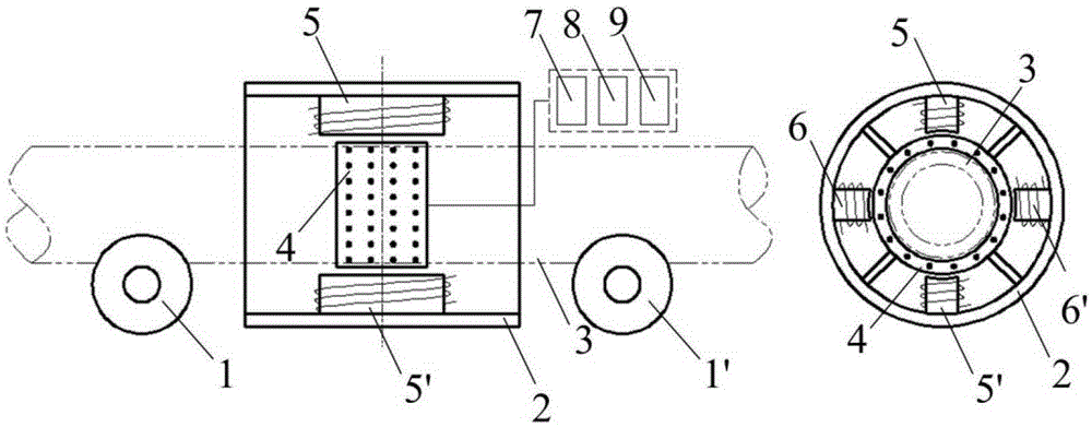 Steel tube pulse magnetization magnetic flux leakage detecting device