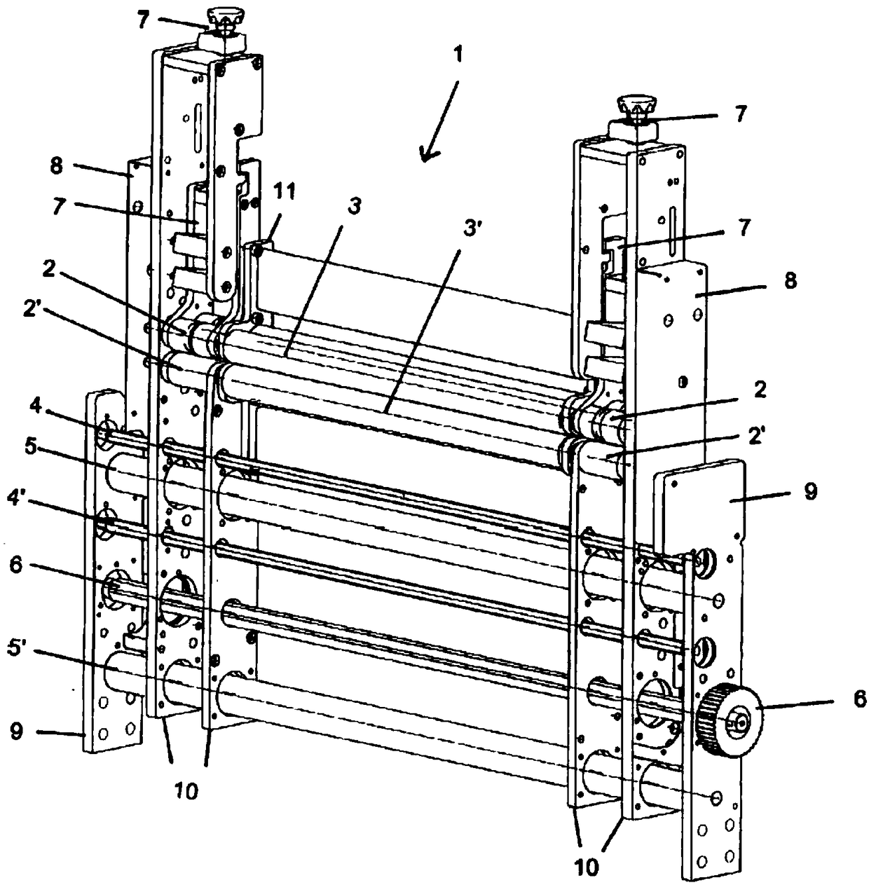 A groove line extrusion table of a folding box pasting equipment