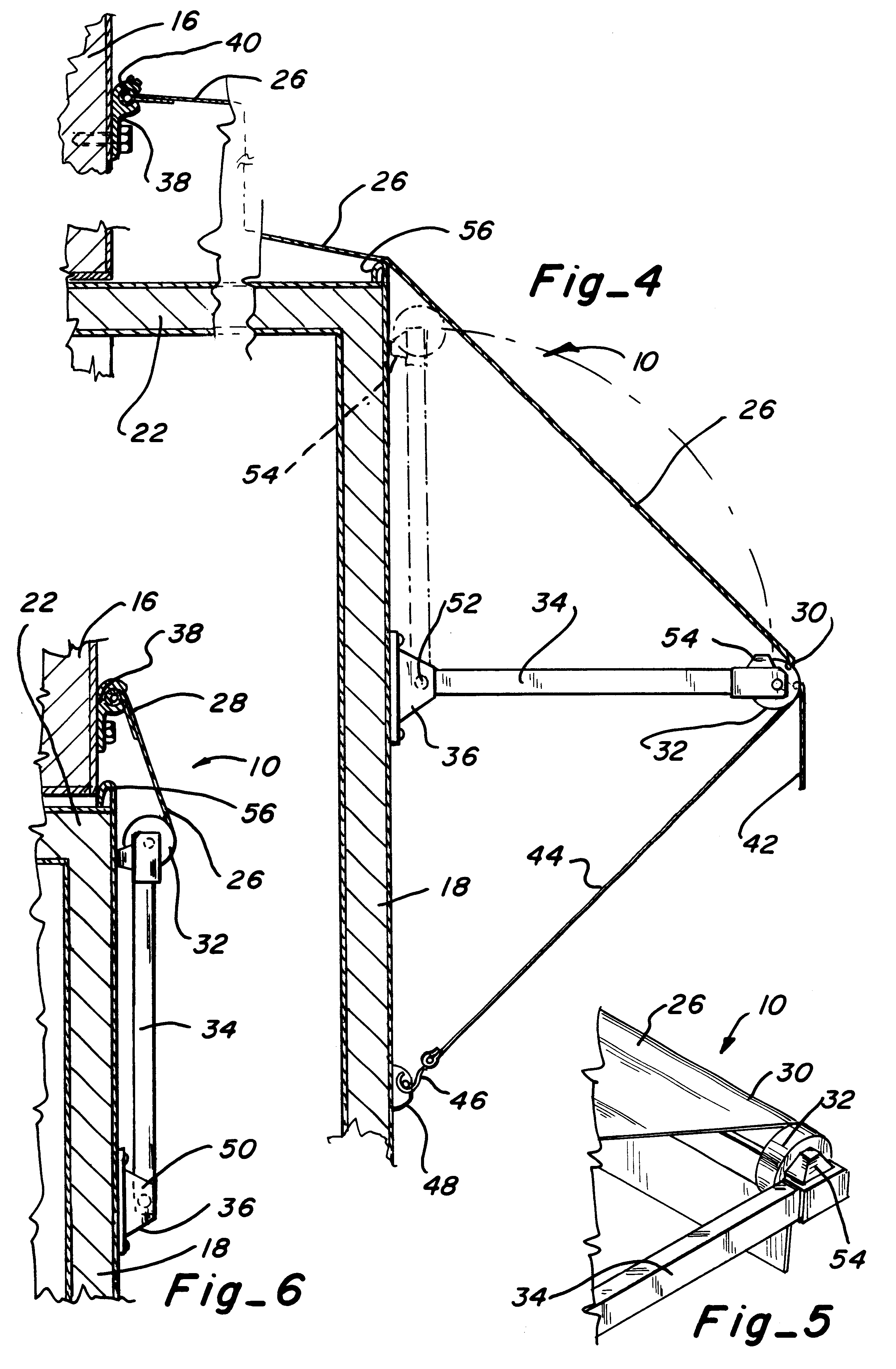 Retractable awning for slide-out unit on mobile home, recreational vehicle or the like