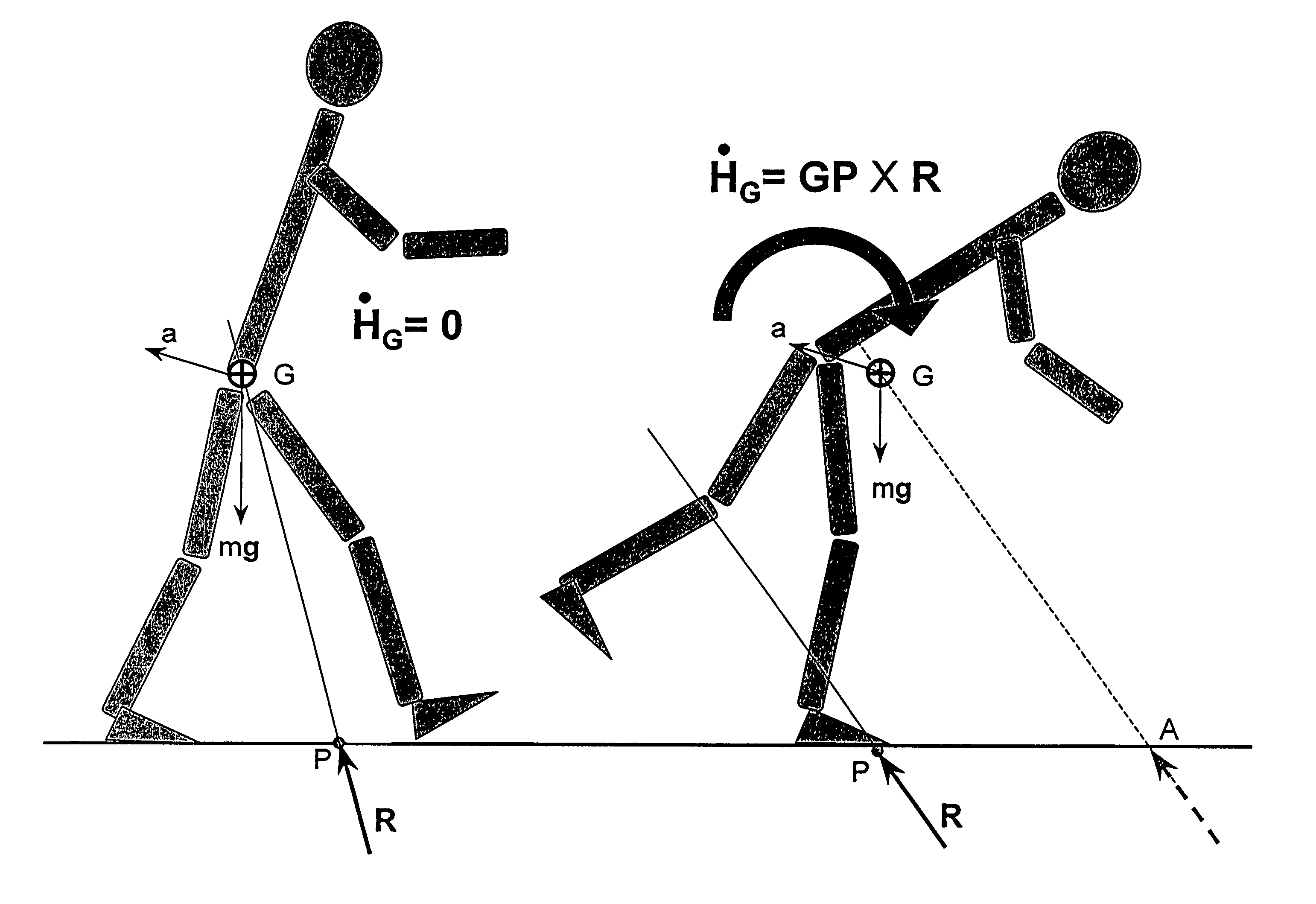 Systems and methods for controlling a legged robot based on rate of change of angular momentum