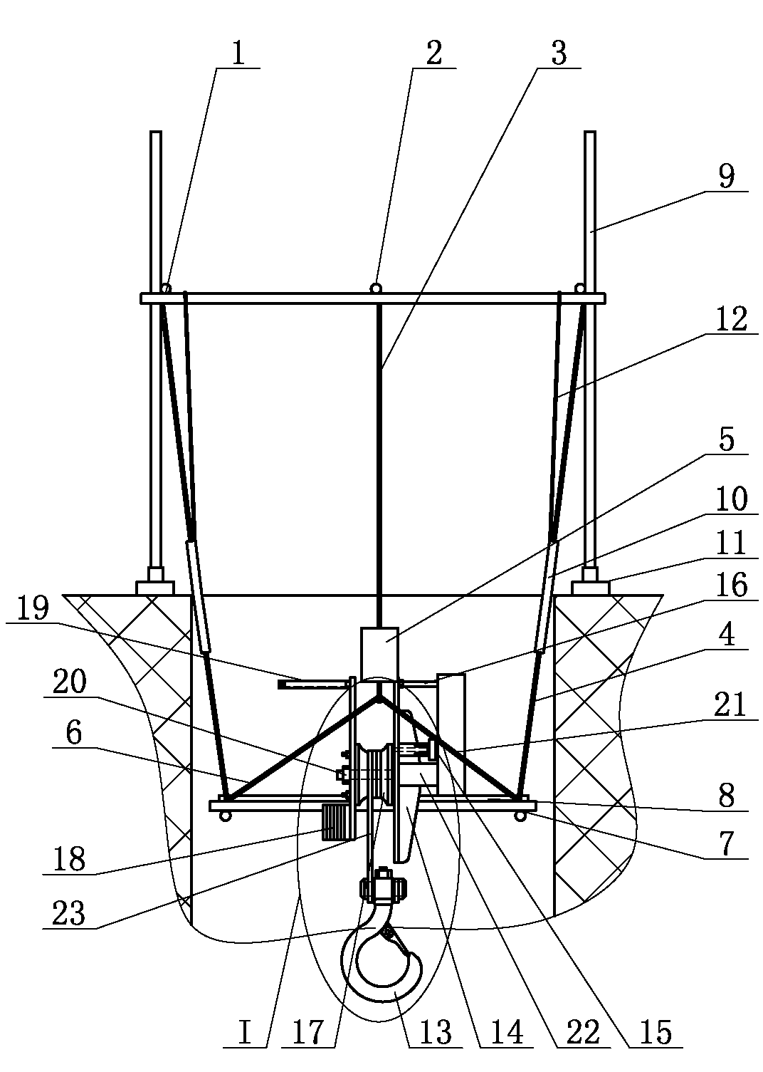 Lifting platform for underground cable construction