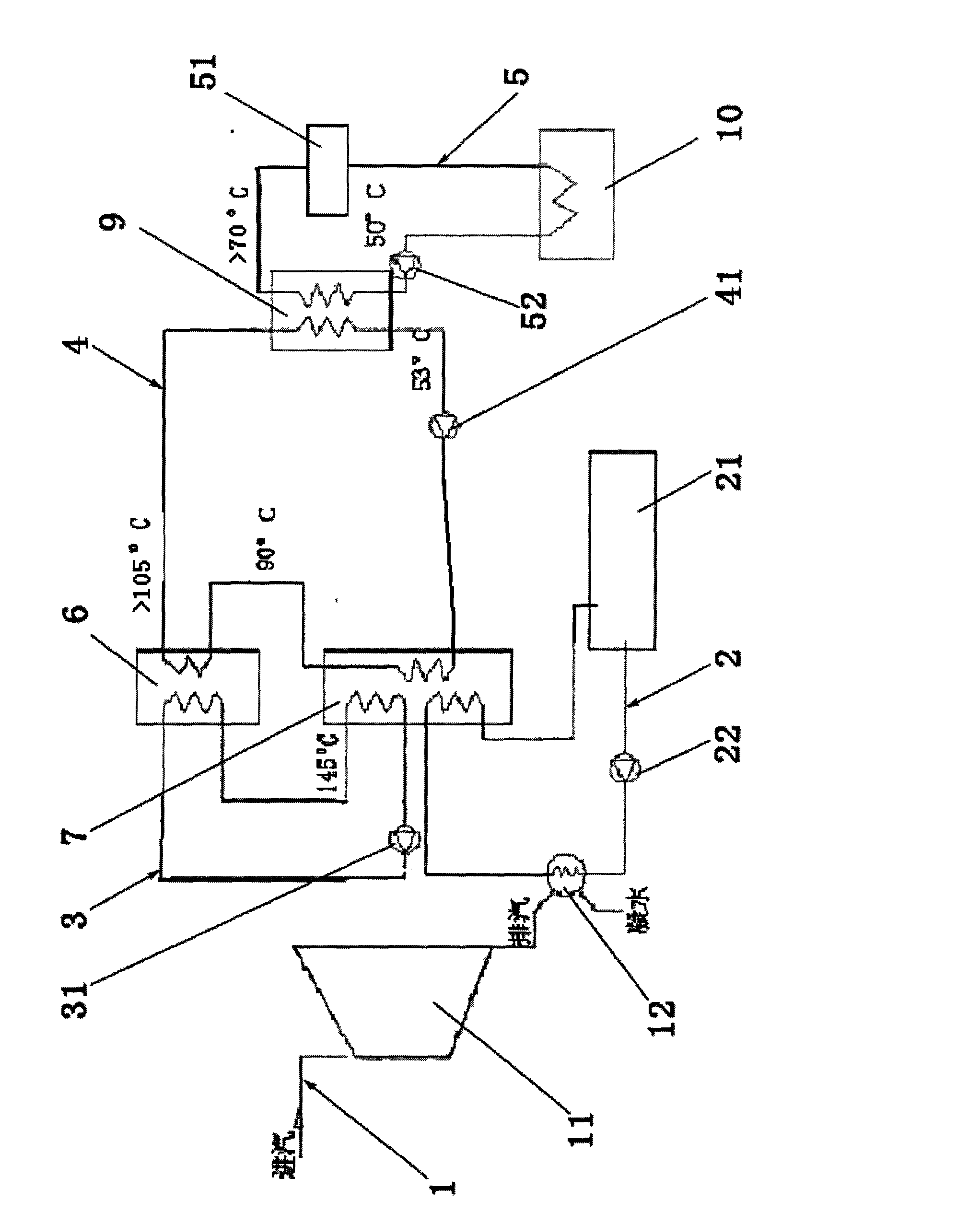 Waste heat recovery heating system of biomass power plant