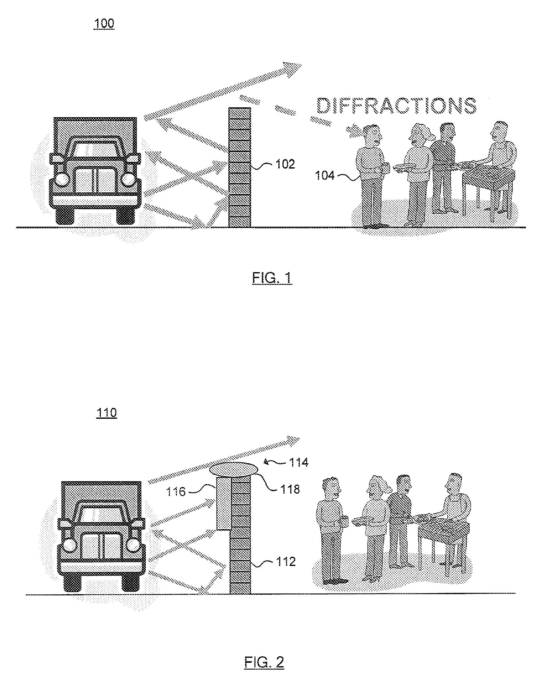 Open-air noise cancellation for diffraction control applications