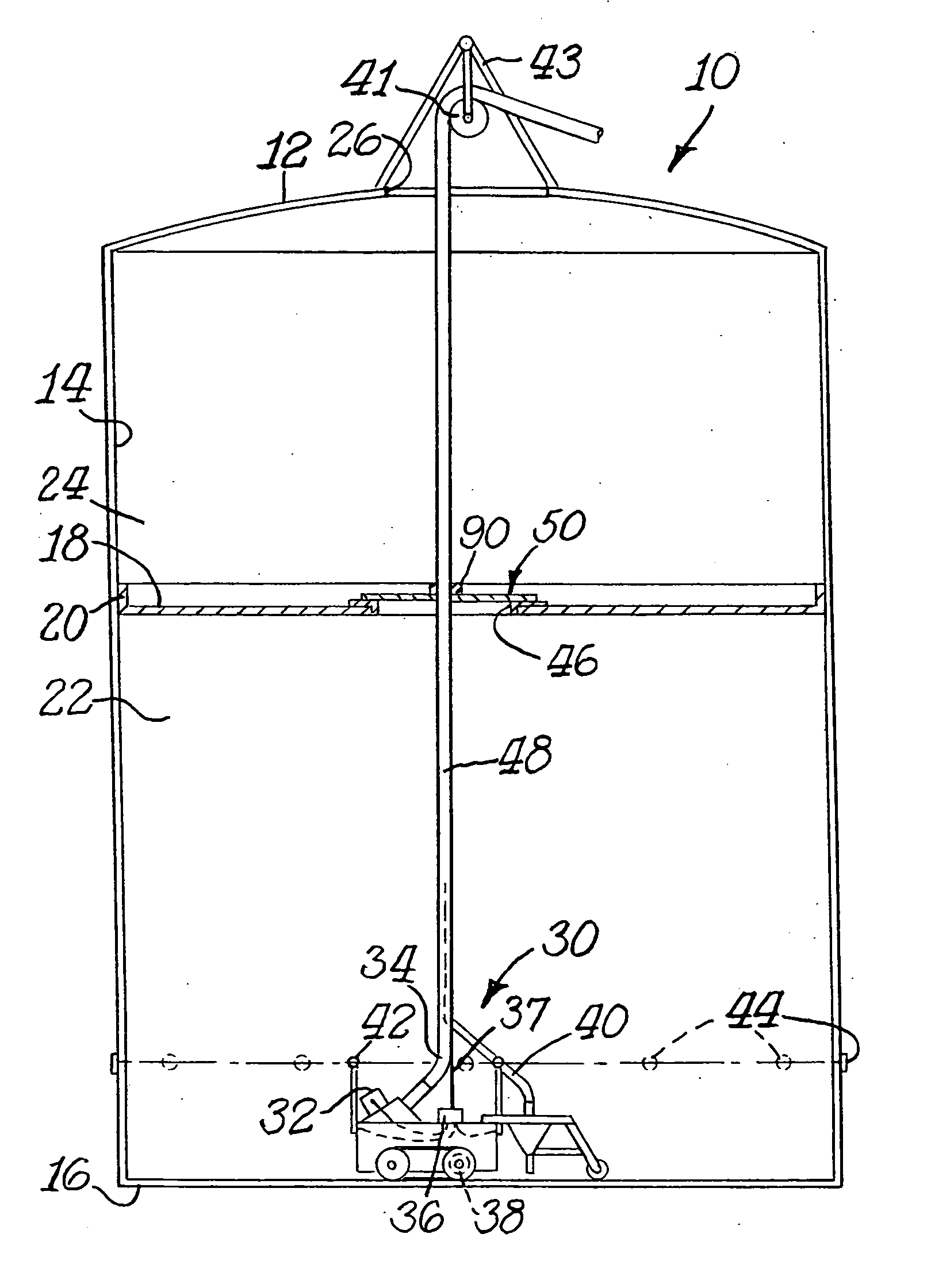 Hydraulic and electric umbilical connection for an inspection vehicle for inspecting a liquid-filled tank