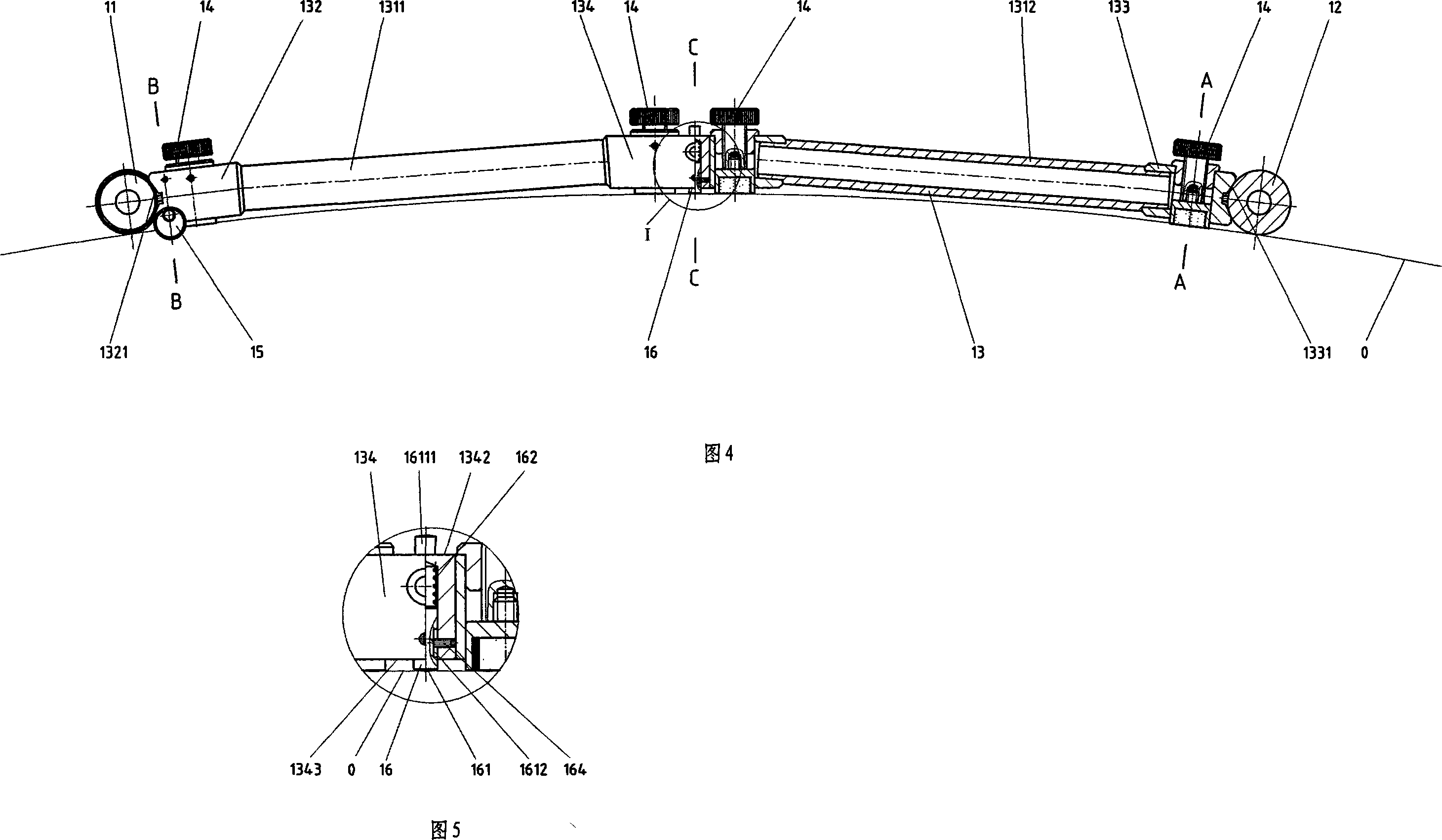 Portable universal large diameter measuring gage used for greatness diameter measurement and measurement method thereof