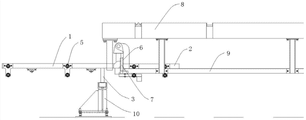 Workpiece containing device used for rail conveying trolley, sliding plate and sliding plate conveying line