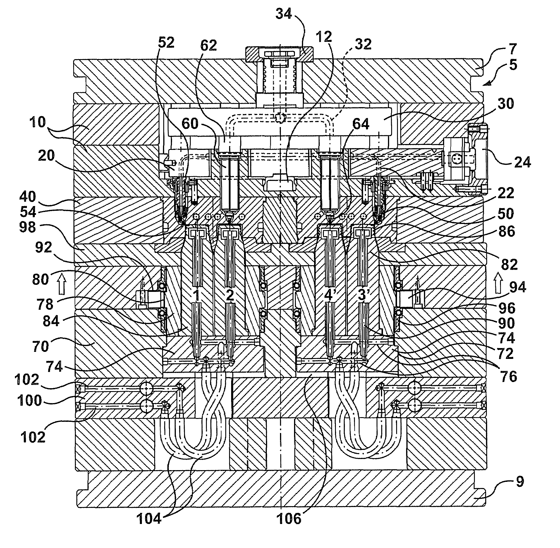 Two position double injection molding apparatus