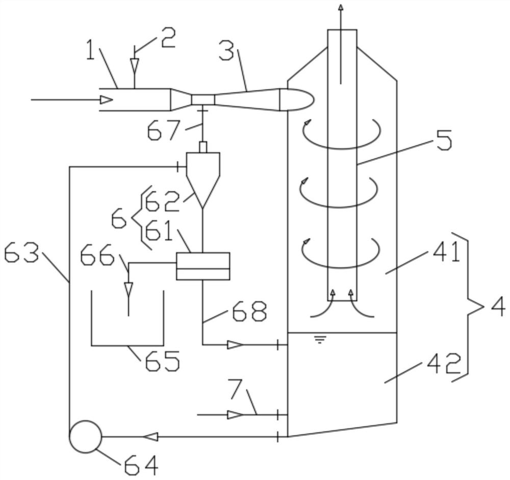 High-temperature flue gas washing, concentrating and desalting device and desalting method