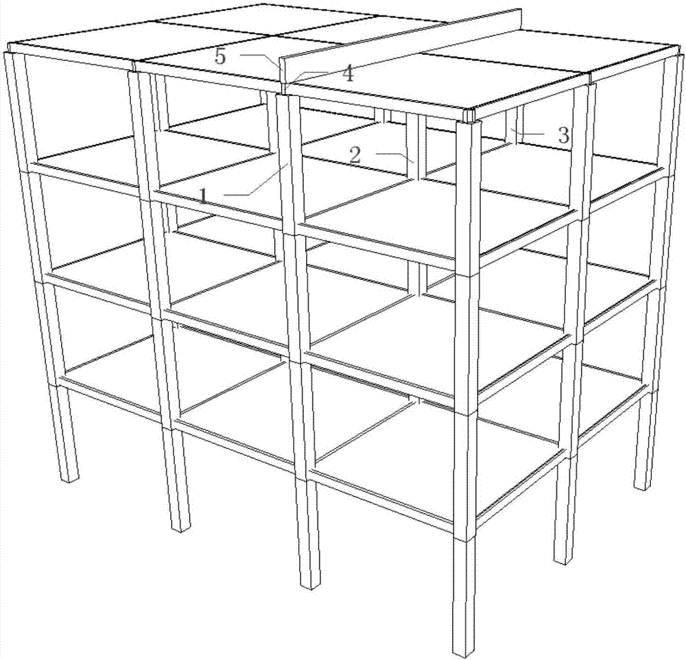 Reinforcement structure and reinforcement method for drawing columns on the top floor of building structures