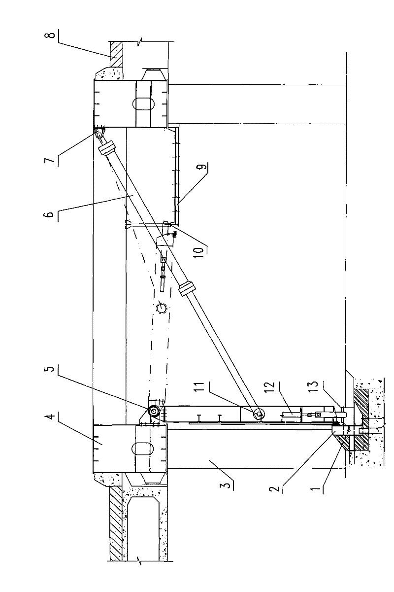 Hydraulic upward turnover type gate