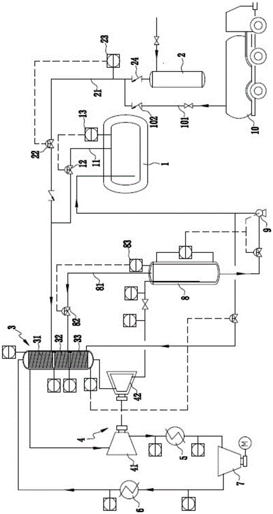 System and method for compression, liquefaction and recovery of BOG in LNG filling station