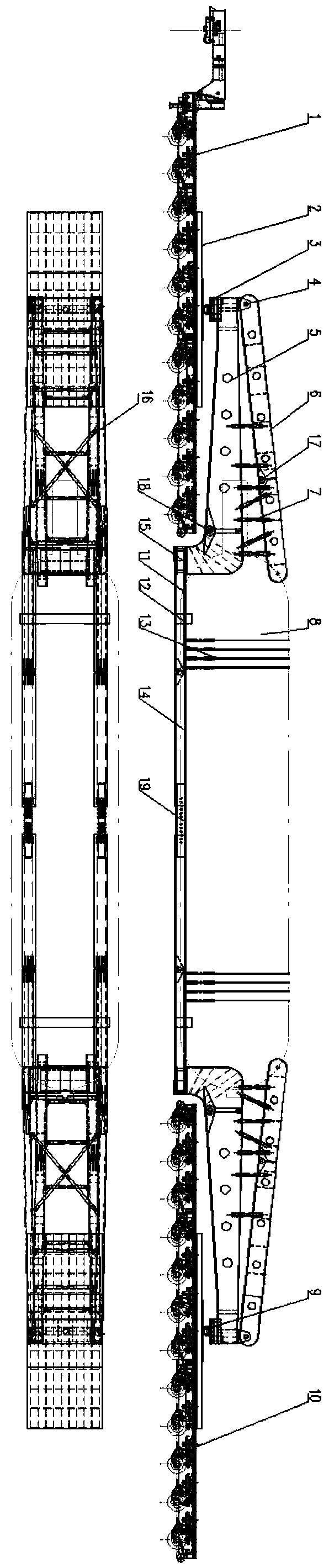 Heavy load concave bridge type transport equipment