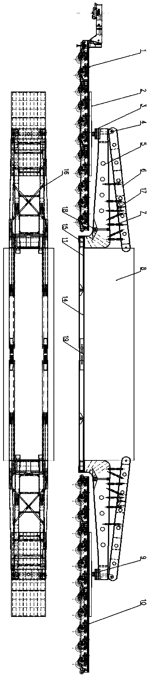 Heavy load concave bridge type transport equipment