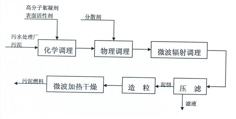 Sludge fuelization treatment process of urban sewage treatment plant