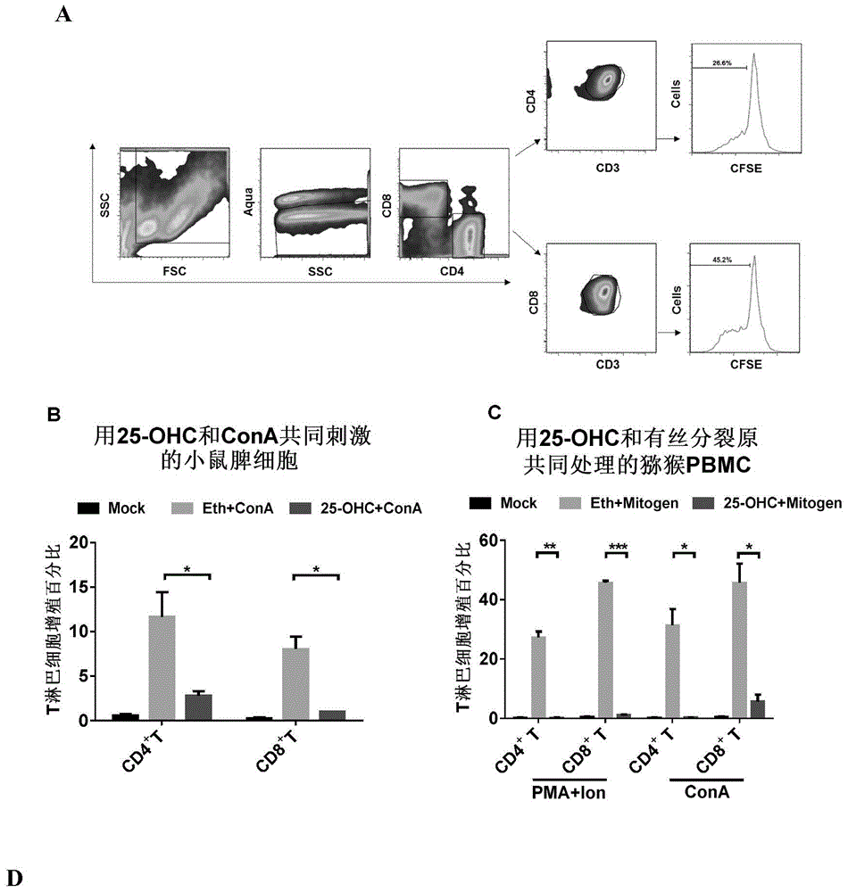 Function of CH25H and 25-OHC in immune response and application thereof as immunomodulator in vaccines